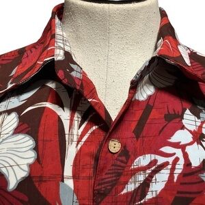 EXTREME GEAR ISLAND TROPICS Red & White Floral Hawaiian Shirt - Size‎ XXL